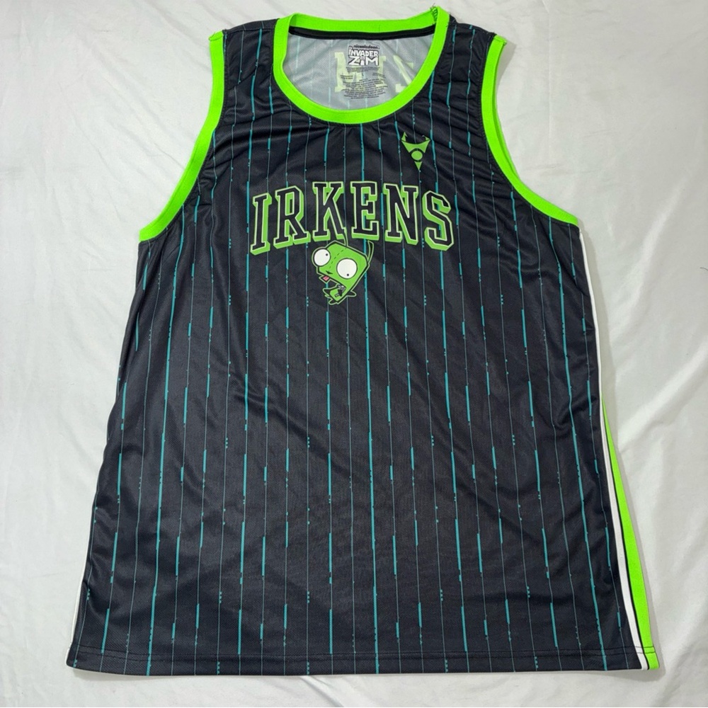 Invader Zim Nickelodeon Black and Green Irkens Tank Top large